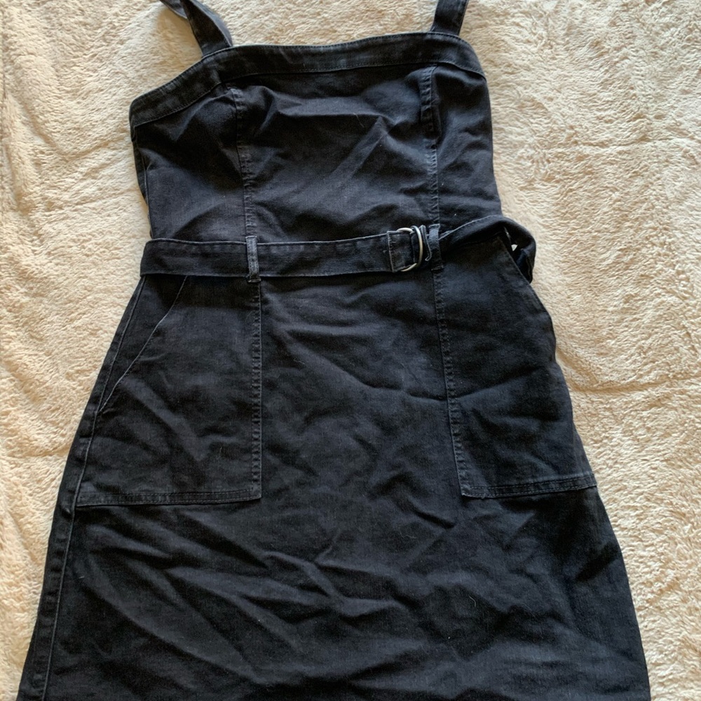 Hollister Black Mini Denim Jumper Dress
